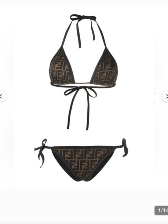 Fendi Other - Fendi Brown Monogram & Black Trim Triangle Bikini